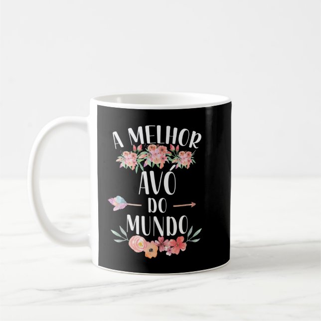 A Melhor Avo Do Mundo Portuguese Grandma Floral Coffee Mug (Left)