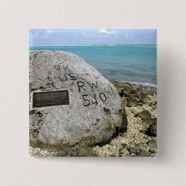 A memorial to prisoners of war on Wake Island 2 Inch Square Button (Front)