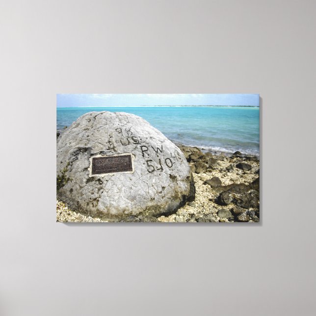 A memorial to prisoners of war on Wake Island Canvas Print (Front)