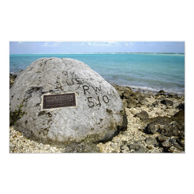 A memorial to prisoners of war on Wake Island Photo Print (Front)