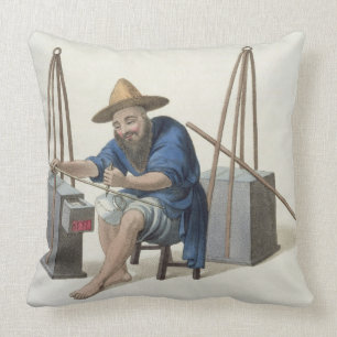 A Mender of Porcelain, plate 28 from 'The Costume Throw Pillow