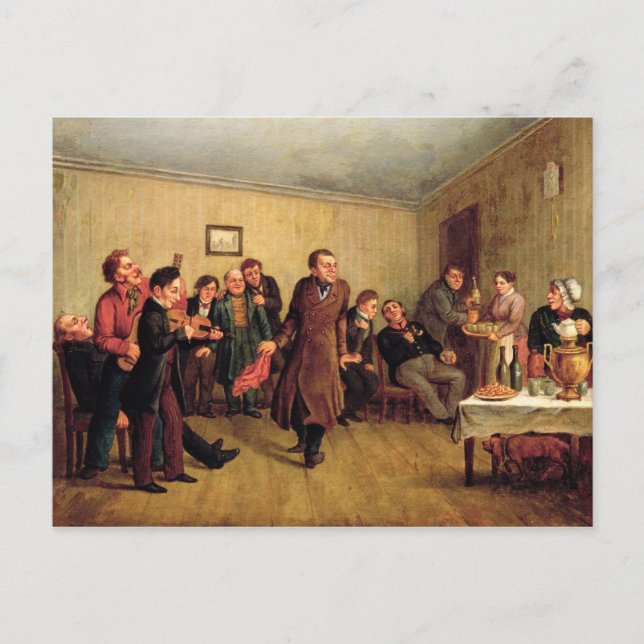 A merchant's evening party invitation postcard (Front)