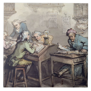 A Merchant's Office, 1789 (pen & ink and w/c over Tile