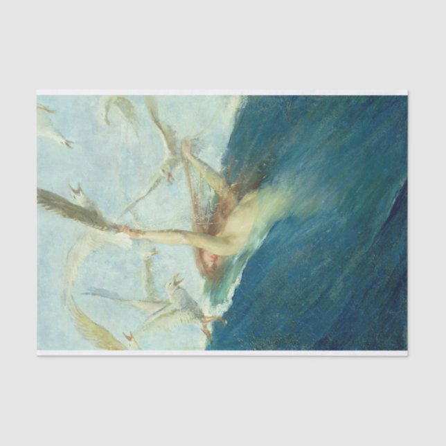 A Mermaid Being Mobbed by Seagulls by Segantini Tissue Paper (Front)