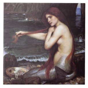 A Mermaid by J W Waterhouse, 1901 Tile
