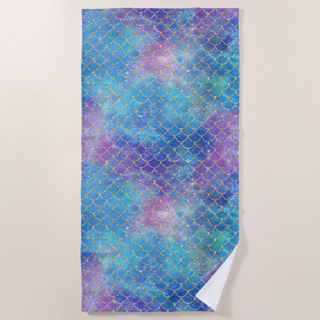 A Mermaid Galaxy Series Design 9 Beach Towel (Front)