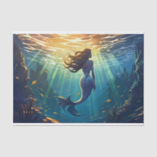 A mermaid in a shallow underwater grotto tissue paper