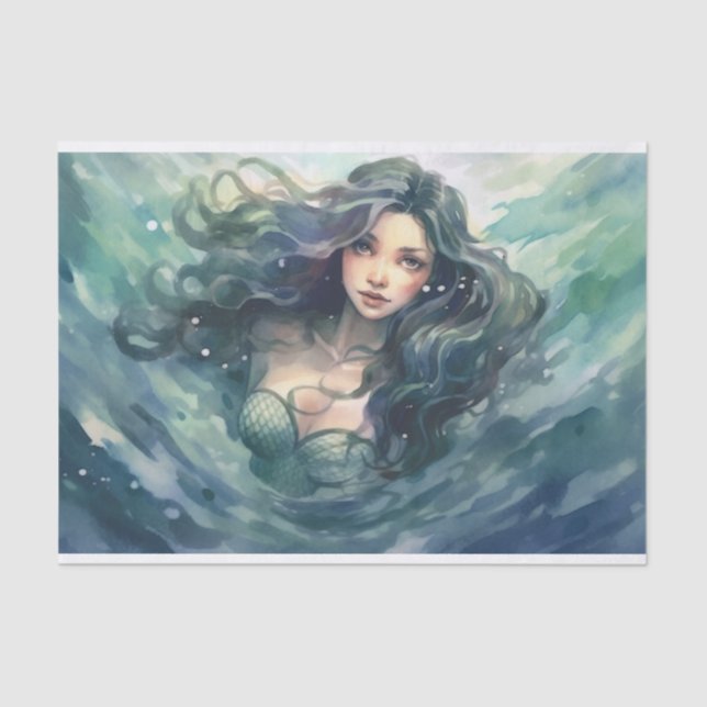 A Mermaid in the swirling seas Tissue Paper (Front)