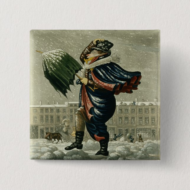 A Merry Christmas and a Happy New Year in London, 2 Inch Square Button (Front)