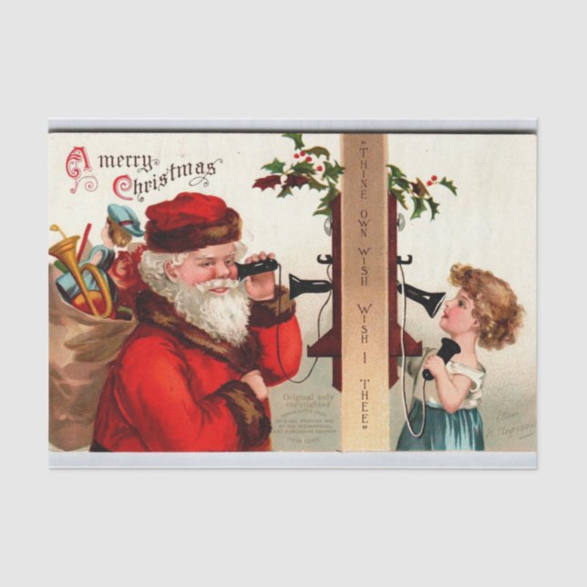 A Merry Christmas by Ellen Clapsaddle Tissue Paper (Front)