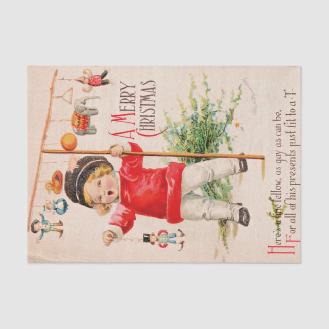 A Merry Christmas by Ellen Clapsaddle Tissue Paper (Front)