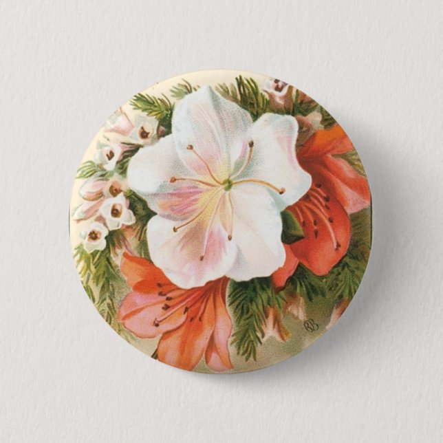 A Merry Christmas Flower 2 Inch Round Button (Front)