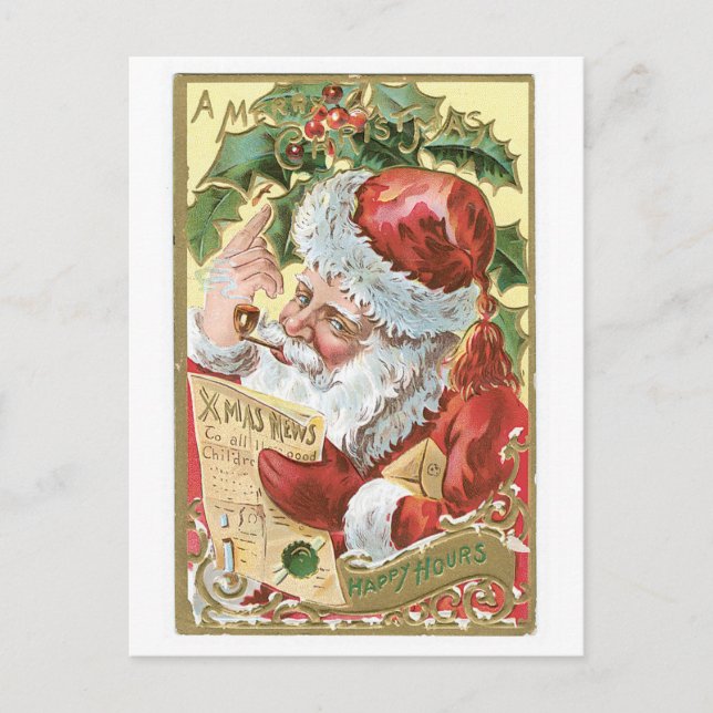 A Merry Christmas - Happy Hours Holiday Postcard (Front)