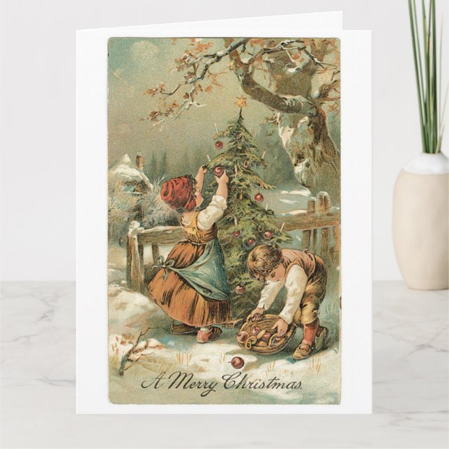 A Merry Christmas Holiday VIntage Card (Front)