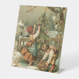 A Merry Christmas Holiday VIntage Pedestal Sign