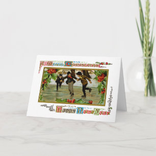 A Merry Christmas Ice Skaters Holiday Card