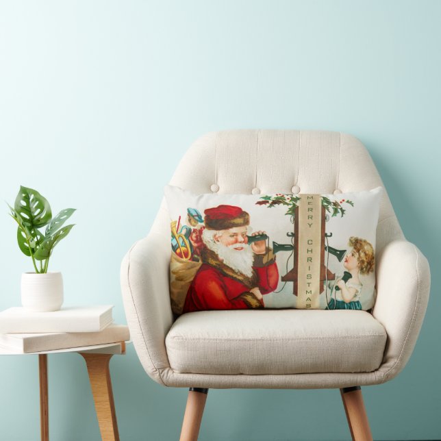 A Merry Christmas Santa Claus by Ellen Clapsaddle Lumbar Pillow (Chair)