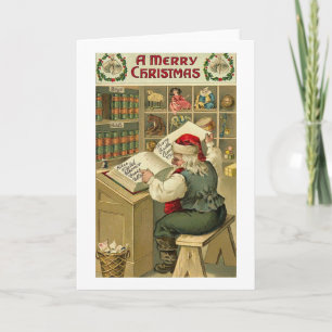 A Merry Christmas Santa in Workshop Card