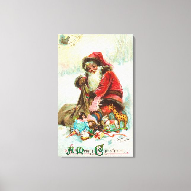 A Merry Christmas Santa Packing Toys in his Canvas Print (Front)