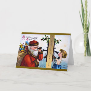 A Merry Christmas - Santa talking to child Holiday Card