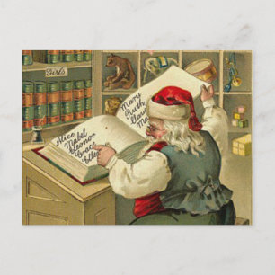 A Merry Christmas Santa's workshop Holiday Postcard