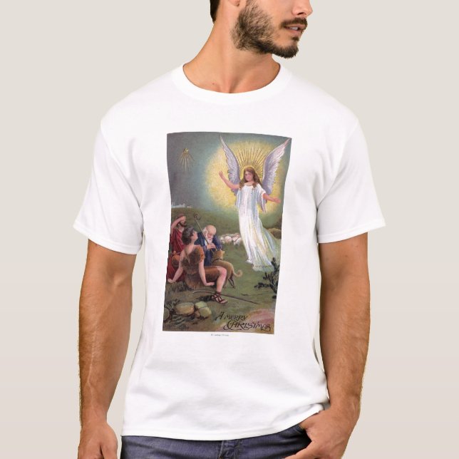 A Merry ChristmasAngel Before the Shepherds T-Shirt (Front)