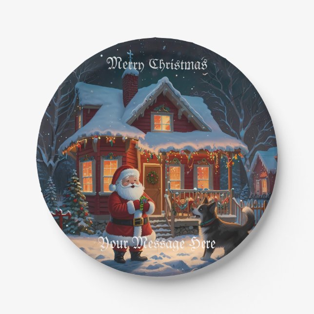 A Merry Festive Christmas Holiday  Paper Plate (Front)