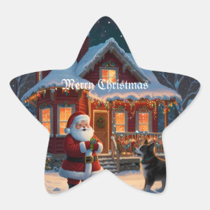 A Merry Festive Christmas Holiday  Star Sticker