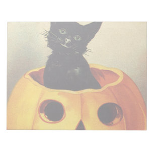 A Merry Halloween by Ellen Clapsaddle, Vintage Cat Notepad