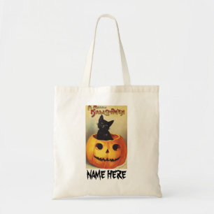 A Merry Halloween by Ellen Clapsaddle, Vintage Cat Tote Bag