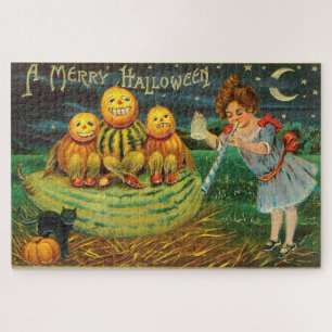 A Merry Halloween-Quirky Kitshcy Vintage Card Jigsaw Puzzle