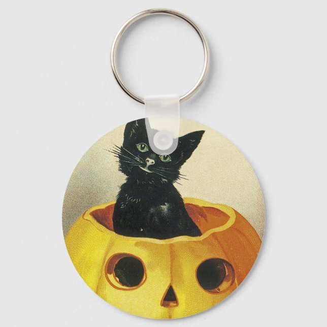 A Merry Haloween Kitten Keychain (Front)