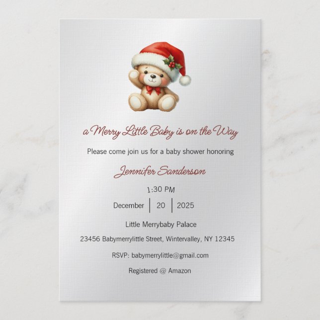 A Merry Little Baby is on the Way Invitation (Devant)