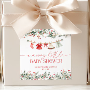 A Merry Little Baby Shower Christmas Baby Shower Square Sticker