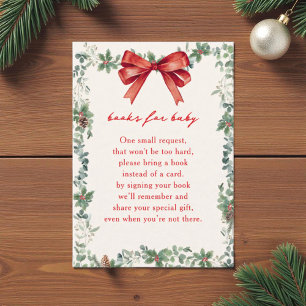 A Merry Little Baby Shower Christmas Book Request Enclosure Card