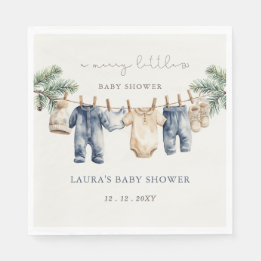 A Merry Little Baby Shower Christmas Boy Shower Napkin
