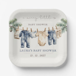 A Merry Little Baby Shower Christmas Boy Shower Paper Plate