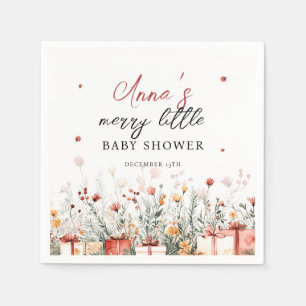 A Merry Little Baby Shower Christmas Florals Napkin