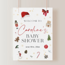 A Merry Little Baby Shower Welcome Sign Template