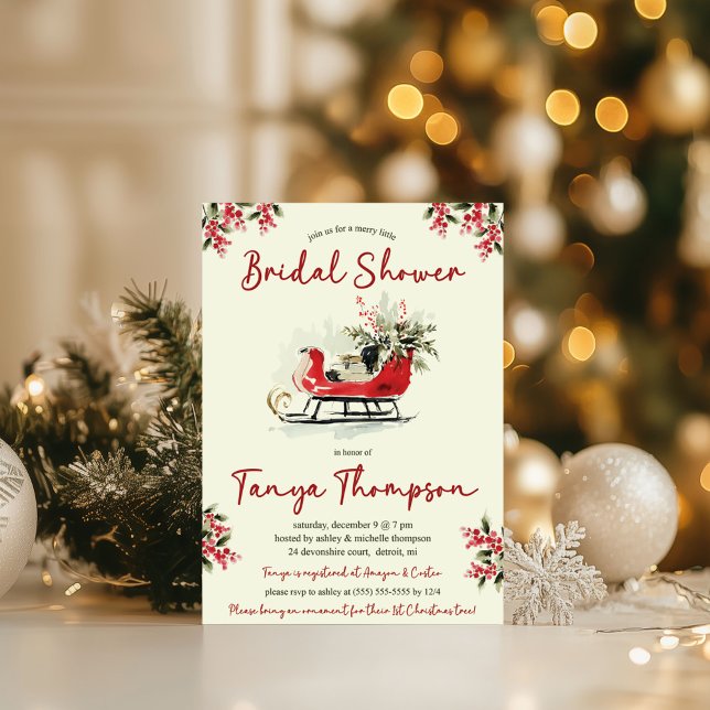 A Merry Little Bridal Shower, Christmas Sleigh Invitation (Creator Uploaded)