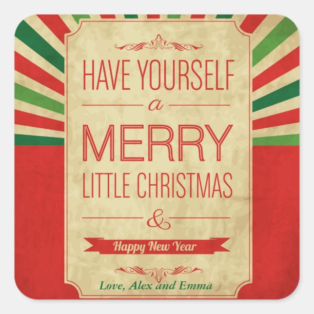 A Merry Little Christmas and Happy New Year Square Sticker (Front)
