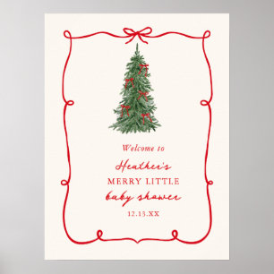A Merry Little Christmas Baby Shower Welcome Poster