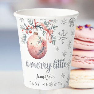 A merry little Christmas Ball Winter Baby Shower Paper Cups