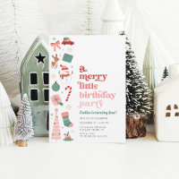 A Merry Little Christmas Birthday Party Girl Pink