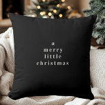 "A Merry Little Christmas Black and White  Throw Pillow<br><div class="desc">"Bring timeless elegance to your holiday decor with this A Merry Little Christmas Black and White Minimalistic Pillow. Featuring a sleek black and white design with a minimalist touch, this pillow complements modern and neutral spaces, adding a cozy yet sophisticated look to any room. Perfect as a holiday accent or...</div>