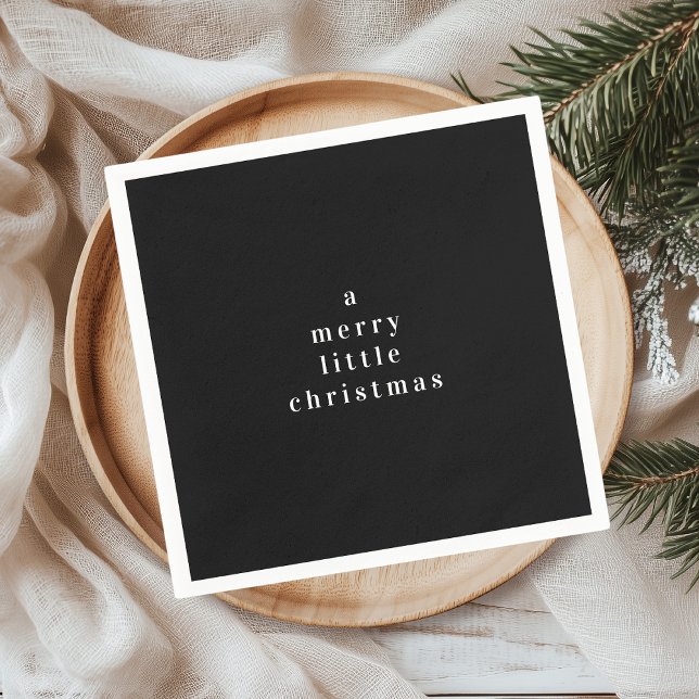 A Merry Little Christmas Black Holiday Napkin (Creator Uploaded)