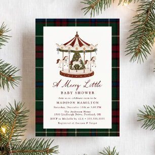 A Merry Little Christmas Carousel Baby Shower Invitation