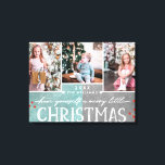 A Merry Little Christmas Family Photo Collage Canvas Print<br><div class="desc">A Merry Little Christmas Family Custom 3 Photo Collage Wrapped Canvas Print. With fun modern fonts,  Berries,  and a frosty teal & Charcoal background! Replace with your photos and send a special personalized christmas greeting to family and friends!</div>