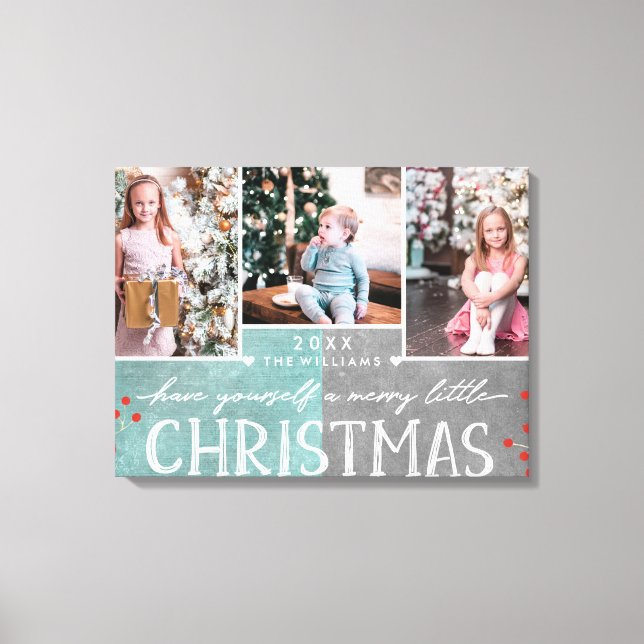 A Merry Little Christmas Family Photo Collage Canvas Print (Front)
