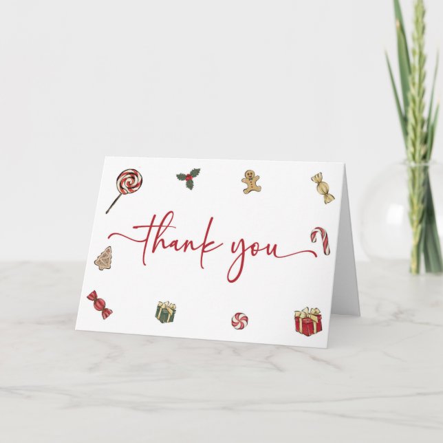 A Merry Little Christmas Holiday Baby Shower Thank You Card (Front)